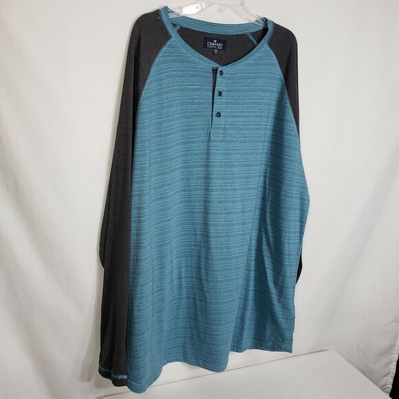 Company Eighty One Mens Shirt Size 5XB Blue Gray Henley Stripes Long Sleeve - Picture 4 of 9